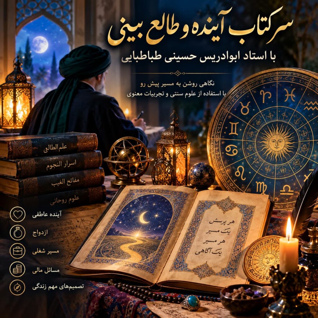 سرکتاب آینده و طالع بینی با استاد ابوادریس حسینی طباطبایی